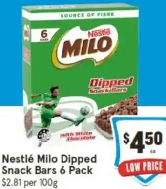 IGA Nestlé Milo Dipped Snack Bars 6 Pack offer