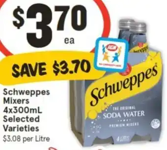 IGA Schweppes Mixers 4x300mL offer