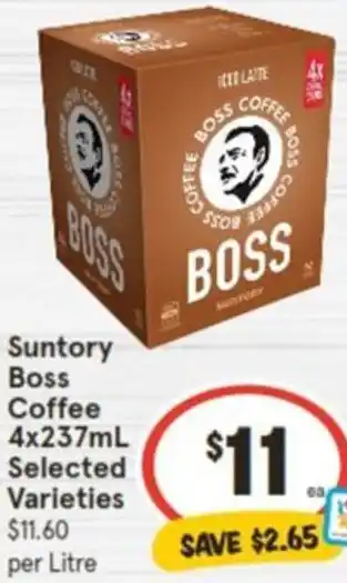 IGA Suntory Boss Coffee 4x237mL offer