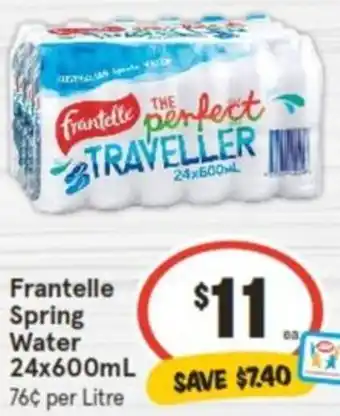 IGA Frantelle Spring Water 24x600mL offer