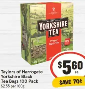 IGA Taylors of Harrogate Yorkshire Black Tea Bags 100 Pack offer