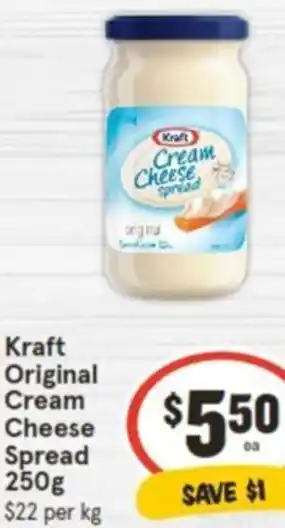 IGA Kraft Original Cream Cheese Spread 250g offer