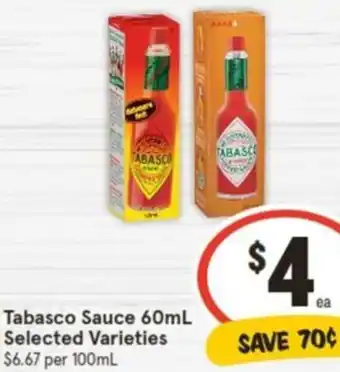 IGA Tabasco Sauce 60mL offer