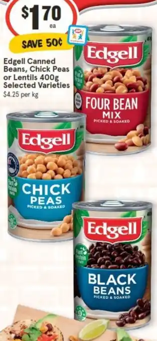Edgell Canned Beans, Chick Peas or Lentils 400g