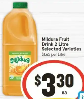 IGA Mildura Fruit Drink 2 Litre offer