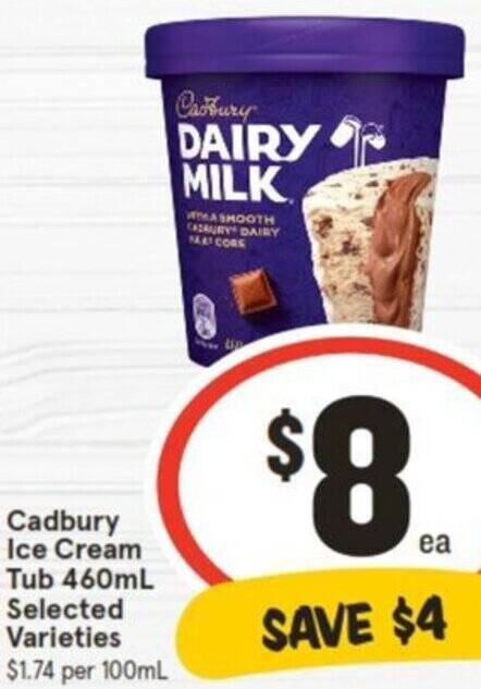 Cadbury Ice Cream Tub 460ml Offer At Iga