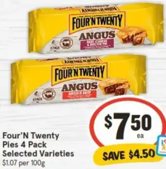 IGA Four'N Twenty Pies 4 Pack offer