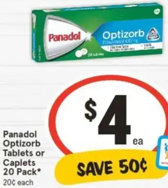 IGA Panadol Optizorb 1 Tablets or Caplets 20 Pack offer