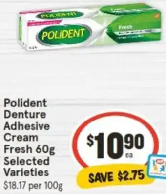 IGA Polident Denture Adhesive Cream Fresh 60g offer