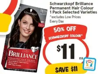 IGA Schwarzkopf Brilliance Permanent Hair Colour 1 Pack offer