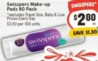 IGA Swisspers Make-up Pads 80 Pack offer