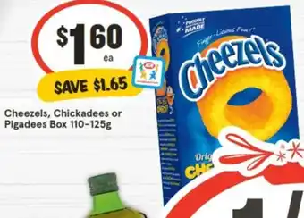 IGA Cheezels, Chickadees or Pigadees Box 110-125g offer