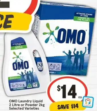 IGA OMO Laundry Liquid 2 Litre or Powder 2kg offer