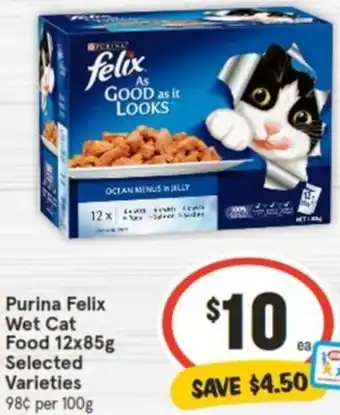 IGA Purina Felix Wet Cat Food 12x85g offer