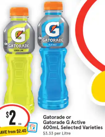 IGA Gatorade or Gatorade G Active 600mL offer