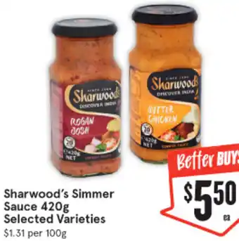 IGA Sharwood's Simmer Sauce 420g offer