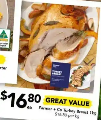 Drakes Farmer + Co Turkey Breast 1kg offer