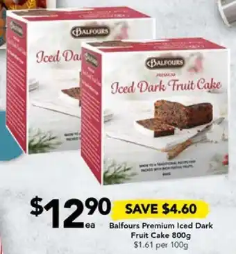 Drakes Balfours Premium Iced Dark Fruit Cake 800g offer