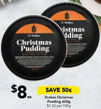 Drakes Drakes Christmas Pudding 600g offer