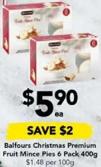 Drakes Balfours Christmas Premium Fruit Mince Pies 6 Pack 400g offer