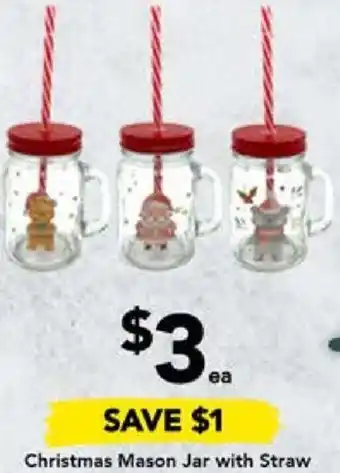 Drakes Christmas Mason Jar with Straw offer
