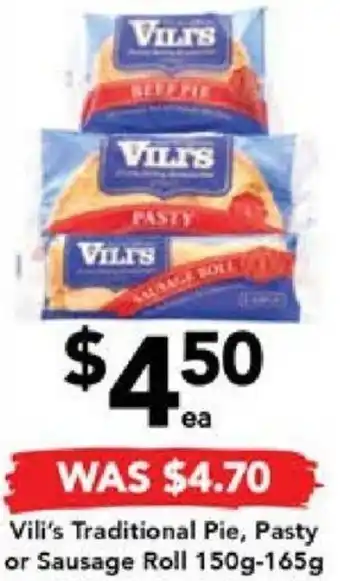 Drakes Vili's Traditional Pie, Pasty or Sausage Roll 150g-165g offer