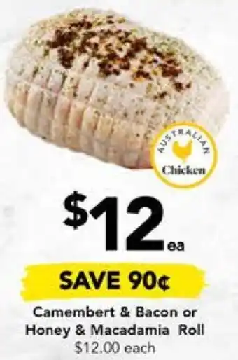 Drakes Camembert & Bacon or Honey & Macadamia Roll offer