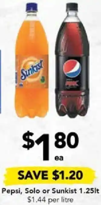 Drakes Pepsi, Solo or Sunkist 1.25lt offer