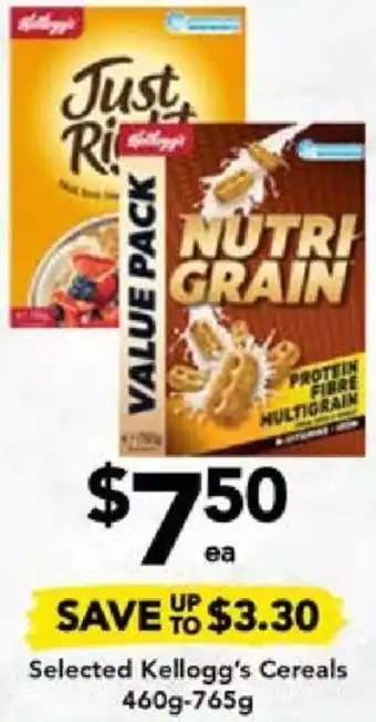 Drakes Selected Kellogg's Cereals 460g-765g offer