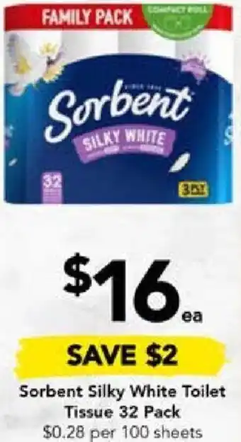 Drakes Sorbent Silky White Toilet Tissue 32 Pack offer