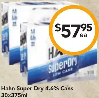 Drakes Hahn Super Dry 4.6% Cans 30x375ml offer