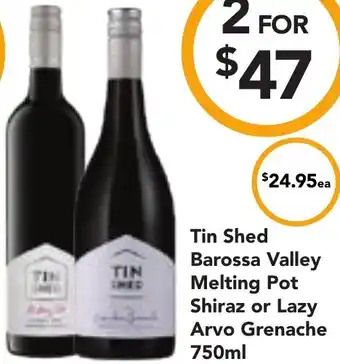Drakes Tin Shed Barossa Valley Melting Pot Shiraz or Lazy Arvo Grenache 750ml offer