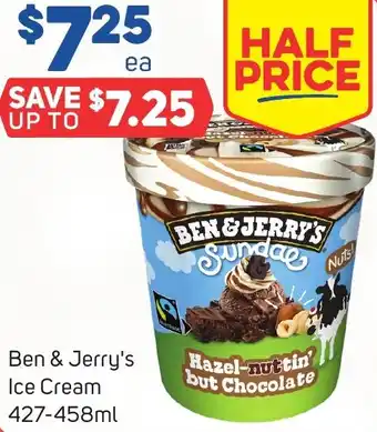 Foodland Ben & Jerry's Ice Cream 427-458ml offer