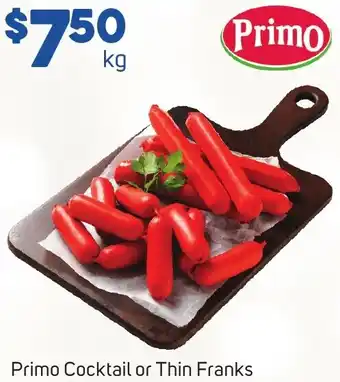 Foodland Primo Cocktail or Thin Franks offer