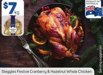 Foodland Steggles Festive Cranberry & Hazelnut Whole Chicken offer
