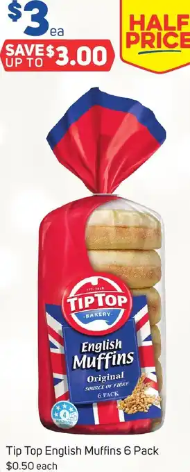 Foodland Tip Top English Muffins 6 Pack offer