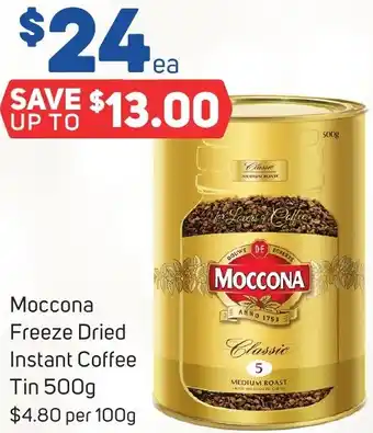 Foodland Moccona Freeze Dried Instant Coffee Tin 500g offer