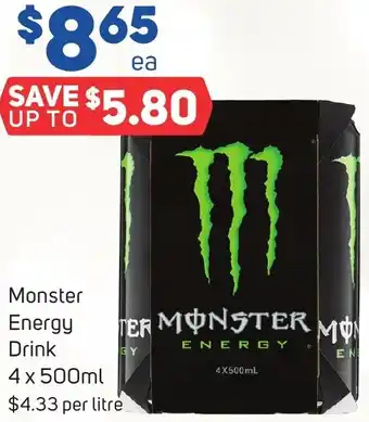 Foodland Monster Energy Drink 4 x 500ml offer