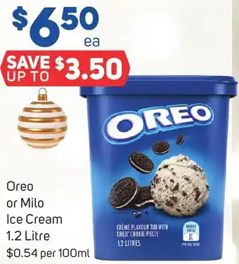Foodland Oreo or Milo Ice Cream 1.2 Litre offer