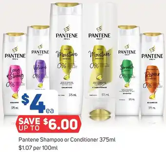 Foodland Pantene Shampoo or Conditioner 375ml offer