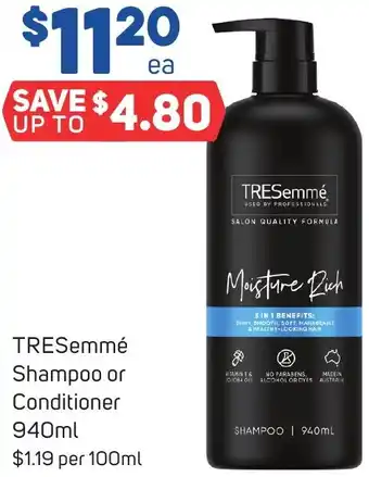 Foodland TRESemmé Shampoo or Conditioner 940ml offer
