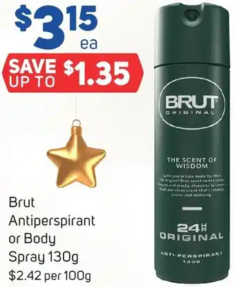 Brut Antiperspirant or Body Spray 130g