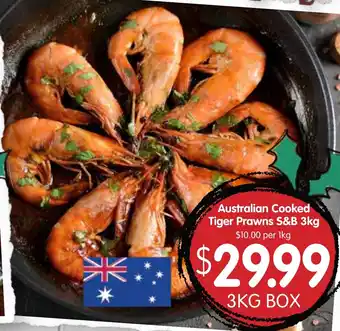 Australian Cooked Tiger Prawns S&B 3kg