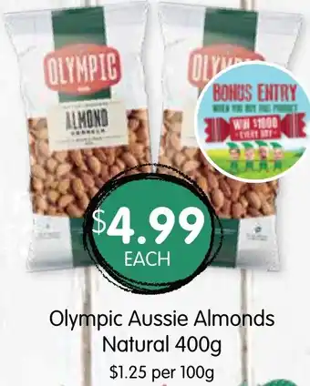 Spudshed Olympic Aussie Almonds Natural 400g offer