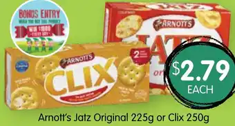 Spudshed Arnott's Jatz Original 225g or Clix 250g offer
