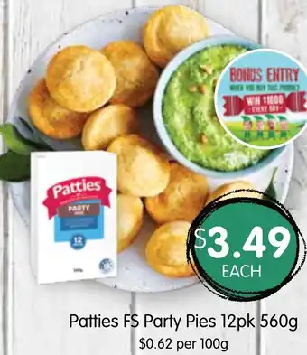 Patties FS Party Pies 12pk 560g