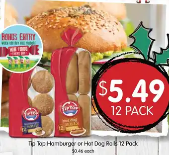 Spudshed Tip Top Hamburger or Hot Dog Rolls 12 Pack offer