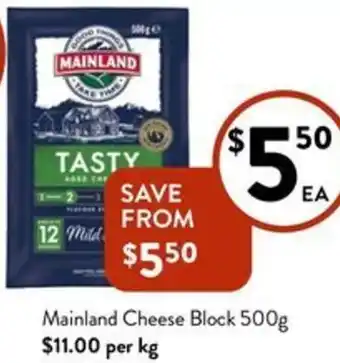 Foodworks Mainland Cheese Block 500g offer