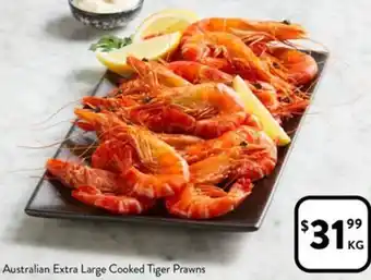 Foodworks Australian Extra Large Cooked Tiger Prawns offer