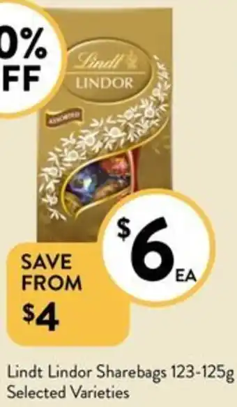Foodworks Lindt Lindor Sharebags 123-125g offer